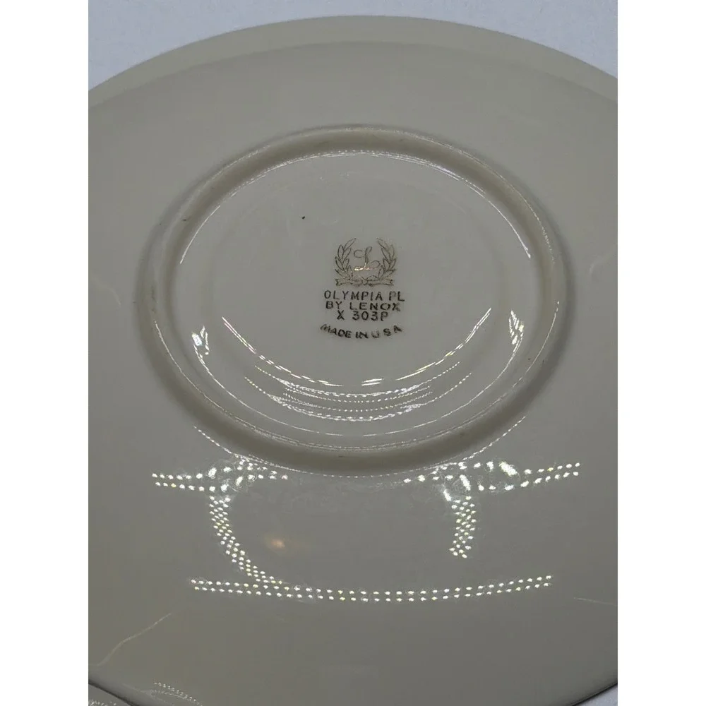 Lenox Olympia Fine China Cup and Saucer Set Cream Silver Rim‎ Made USA X-303P